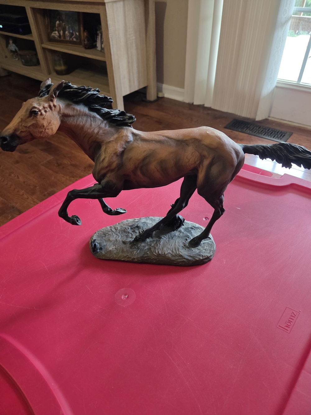 Home Interiors Brown and Black Running Horse Figurine " 2002 Running Stallion "